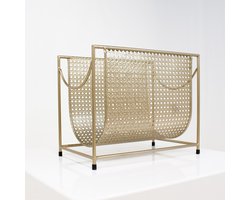 Lectuurbak – Goud metaal – Tijdschriftenrek – 37 cm breed, 22 cm diep, 30 cm hoog