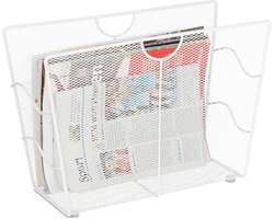 lectuurbak metaal, krantenbak vrijstaand, Mesh, woonkamer en toilet, HBD: 27 x 39 x 17 cm, wit