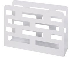 Lectuurbak – Wit metaal – Tijdschriftenbak – 35 cm breed, 10 cm diep, 26 cm hoog