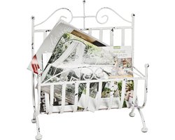 Lectuurbak – Wit metaal – Tijdschriftenrek – 37 cm breed, 18 cm diep, 44 cm hoog