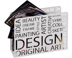 Lectuurbak – Zwart metaal – Tijdschriftenbak – 35 cm breed, 10 cm diep, 26 cm hoog