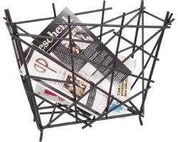 Lectuurbak – Zwart metaal – Tijdschriftenbak – 42 cm breed, 20 cm diep, 38 cm hoog