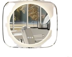 LED Badkamerspiegel met Verlichting - 80×70 cm - Glazen Frame Wandmodel - Anticondens Make-up Spiegel - 3 Instelbare Lichtkleuren - Voor Badkamer & Scheren