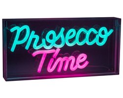 LED-bord decoratie "Prosecco Time" Hoogte 30cm Breedte 15cm Motivatie Bord Transparant Kunststof LED letters USB-aansluiting