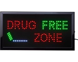 Led bord - Led sign - Drug free zone - 50 x 25 cm - Led verlichting - Bar decoratie - Light box - Led lamp - Led borden - Decoratie