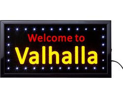 Led Bord - Valhalla - Welcome Valhalla - Led sign - Led decoratie - Uniek - 50 x 25cm - Bar decoratie - Light box - Led borden - Ledbord - Verlichting - Led verlichting - Cave & Garden