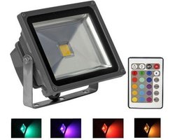 LED Bouwlamp / Schijnwerper RGB Gekleurde Verlichting - 20 Watt - Met Afstandsbediening