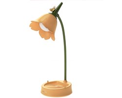 LED bureau lamp, draadloos, verstelbare hoogte, drie kleuren dimmen, zwaan hals, aanraakbare helderheid, oplaadbaar, slaapkamer kleine bureau lamp, geel