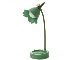 LED bureau lamp, draadloos, verstelbare hoogte, drie toon dimmen, zwaan hals, aanraking verstelbare helderheid, oplaadbaar, slaapkamer kleine bureau lamp, groen