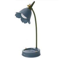LED bureau lamp, draadloos, verstelbare hoogte, drie toon dimmen, zwaan hals, touch verstelbare helderheid, oplaadbaar, slaapkamer kleine bureau lamp, blauw