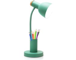 LED Bureau Lamp met Penhouder, Oogvriendelijke Tafellamp, 3 Kleuren, Ideaal voor Lezen en Studeren, Daglicht Lamp voor Thuis en Kantoor (Groen)