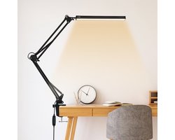 LED Bureaulamp 10W 10 niveaus 3 modi verstelbaar klem USB zwart