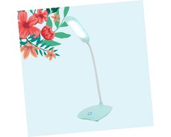 LED Bureaulamp - Aanraakbediening - Dimfunctie 3 Standen Flexibele Zwanenhalsarm - 1 - Voor Kantoor En Thuis Blauw