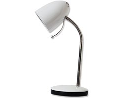 LED Bureaulamp - Aigi Wony - E27 Fitting - Flexibele Arm - Rond - Glans Wit