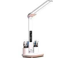 LED Bureaulamp - Bureaulamp - Tafellamp - Daglichtlamp - Dimbaar - USB-oplaadbare touch-bureaulamp - Leeslamp met oogbescherming in 3 kleuren - 3-in-1 LCD-scherm