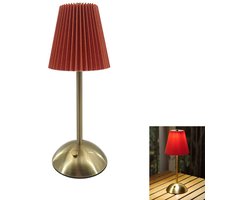 LED-bureaulamp - Bureaulamp van stof en metaal - Bureaulamp in parapluvorm - Nachtlampje naast het bed - USB-poort - Ingebouwde oplaadbare batterij - 3 dimniveaus - Geschikt voor slaapkamers, woonkamers, studeerkamers en eetkamers - Rood