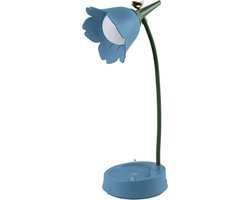 LED-bureaulamp - dimbaar - touchbediening en USB-oplaadfunctie - flexibele hals - roze bloemenpatroon - 1200 mAh-batterij