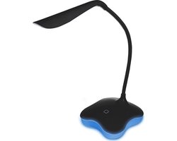 LED Bureaulamp - Estoya Mimo - 3W - Helder/Koud Wit 5500K - Touch Schakelaar - Dimbaar - Flexibele Arm - USB Opladen - Mat Zwart - Kunststof