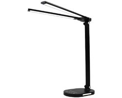 LED-bureaulamp met dubbele kop - oplaadbaar - vijf niveaus kleurtemperatuurregeling - 5000 mAh (zwart)
