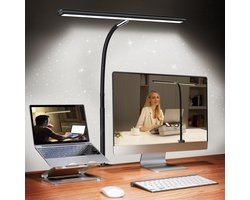 LED Bureaulamp met Klem - Bureau lamp - Klemplamp - 3 Lichtkleuren - Helderheid Verstelbaar - Zwart