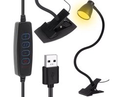 LED bureaulamp met klem - Bureaulamp dimbaar - USB bureaulamp - Warm en koud licht - Flexibele leeslamp - Tafellamp met klem - Lamp voor studeren / thuiswerken - Energiezuinige LED lamp - Zwart