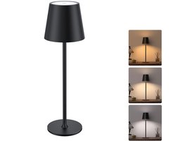 LED-bureaulamp - Oplaadbaar - 3 instelbare standen - Touchbediening - Ideaal voor sfeerverlichting in de eetkamer, leeslampjes in de slaapkamer voor het slapengaan, verlichting op het terras en verlichting op bureau/kantoor - Zwart