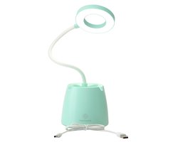 LED Bureaulamp Oplaadbaar via USB – Groen – Flexibele Arm – Eye Protection – 3 Lichtstanden – Dimbaar – Voor Bureau, Lezen & Studeren