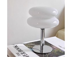 LED-bureaulamp, retro glazen sfeerverlichting, leuke dimbare bureaulamp, USB-nachtlampje (wit)