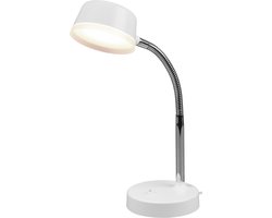 LED Bureaulamp - Trion Kiki - 4W - Warm Wit 3000K - Rond - Mat Wit - Kunststof