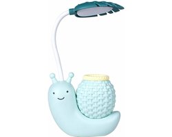 LED-bureaulamp USB-oplaadbaar Kinderleeslamp Oogbescherming Nachtlampje Cartoon Slak (blauw)