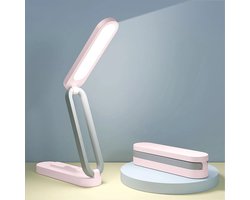 LED Bureaulamp voor Kantoor-Thuis - Oplaadbaar met Batterij - Vouwbaar-Draagbaar - LED Lichtstrip - 3 Helderstanden - Draadloze Leeslamp