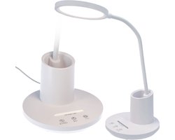 LED bureaulamp voor school, drie lichtkleuren voor werk met een container