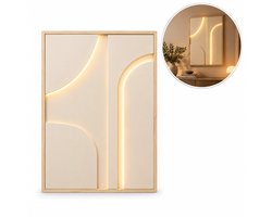 LED Canvas Wanddecoratie - Wandecoratie - LED Verlichting - 48 x 68 cm - Beige (1)