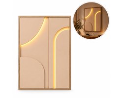 LED Canvas Wanddecoratie - Wandecoratie - LED Verlichting - 48 x 68 cm - Taupe (1)