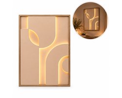 LED Canvas Wanddecoratie - Wandecoratie - LED Verlichting - 48 x 68 cm - Taupe