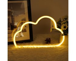 LED Cloud Neon Sign Light, Warm Witte Wolk Neon Tekenen, Batterij of USB Aangedreven Neonlampen, Kamer Decor Cloud Lichtreclame, Neon Nachtlampje voor Slaapkamer, Bar, Feest, Kerstmis