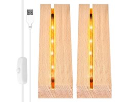 LED Display Lampen Sokkel met USB-Schakelaar - 2 Stuks Voor Desktop Verlichting - Rechthoekige Standaard