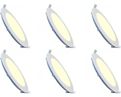 LED Downlight Slim 6 Pack - Inbouw Rond 3W - Dimbaar - Warm Wit 2700K - Mat Wit Aluminium - Ø83mm