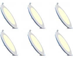 LED Downlight Slim 6 Pack - Inbouw Rond 3W - Warm Wit 2700K - Mat Wit Aluminium - Ø83mm