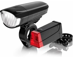 LED Fietslamp Set – Voor- en Achterlicht – Automatische Lichtinstelling – Gereedschapsloze Bevestiging – Regenbestendig – Voor Fiets en E-Bike