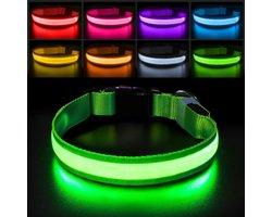 LED-halsband voor honden - Oplaadbare en verstelbare lichtgevende halsband - Goed zichtbaar voor veiligheid 's nachts - Geschikt voor middelgrote en grote honden - Lichtgevende halsband - Mooi groen - XL (42-56 cm) - 1 stuk
