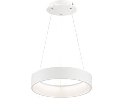 LED hanglamp dimbaar in hoogte verstelbaar eettafel lamp opknoping LED moderne hanglamp ring wit, metaal, 31,5W 2500Lm warm wit, DxH 45x150 cm, Wofi 11489