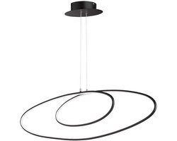 LED hanglamp dimbaar zwart, 3-traps dimmer via wandschakelaar, 37W 2700lm warm wit, DxH 113,5 x 150 cm, Wofi 6617.01.10.9000
