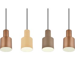 LED Hanglamp - Torna Agido - E27 Fitting - 4-lichts - Zwart met Multicolor Lampenkap