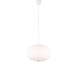 LED Hanglamp - Torna Fluffy XL - E27 Fitting - 1-lichts - Rond - Taupe - Synthetik Pluche