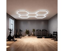 LED Hexagon Verlichting 6500K - Energiezuinig - Plafondlampen - Zeshoekige Wandpaneel - DIY Configuratie - Eenvoudige Lamp voor Sportschool, Kelder, Garages, Werkplaats, Kantoor (5 Hex) - NAIZY