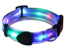 LED Hondenhalsband Verstelbaar en Oplaadbaar – Verlicht Hondenhalsband met 3 Lichtstanden, Waterdicht Veiligheidshalsband voor Nachtwandeling, Reflecterend TPU Materiaal - ANMI