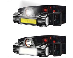 LED Hoofdlamp | USB Oplaadbaar | Waterdicht | 2 lichtstanden | Kantelbaar | Noodlamp | Campinglamp | Verstelbaar Hoofdlampje Headlight Zwart