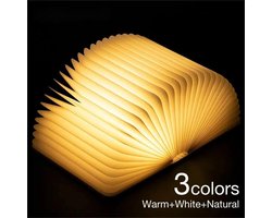 LED Houten Boeklamp voor Kinderen - Leeslamp met USB, 3 Kleuren | Nachtkastje Decoratie, Verjaardagscadeau, Slaapkamer Lamp - 15x11cm - Kinderen, Kinderkamer, Nachtlampje