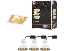 LED-inbouwlamp 3-Step-Dim Cole Coin Set van 3 IP44 hoekig 88x88 mm Coin 3x6W 3x470lm 230V dimbaar 2700K Wit, Goud mat